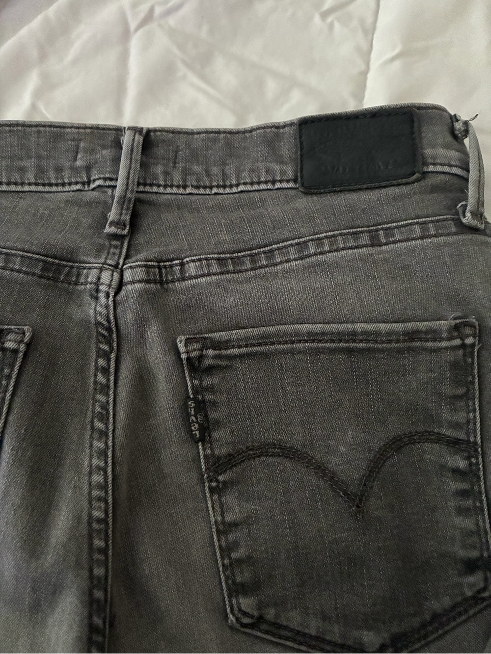 Levi's Women's Skinny Jeans - Charcoal Gray Back Pocket Detail